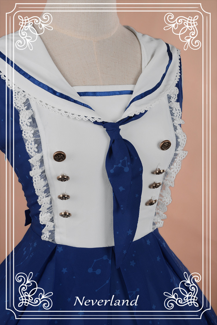 The Piper at Starry Night Sailor Style Neverland Lolita Jumper Dress