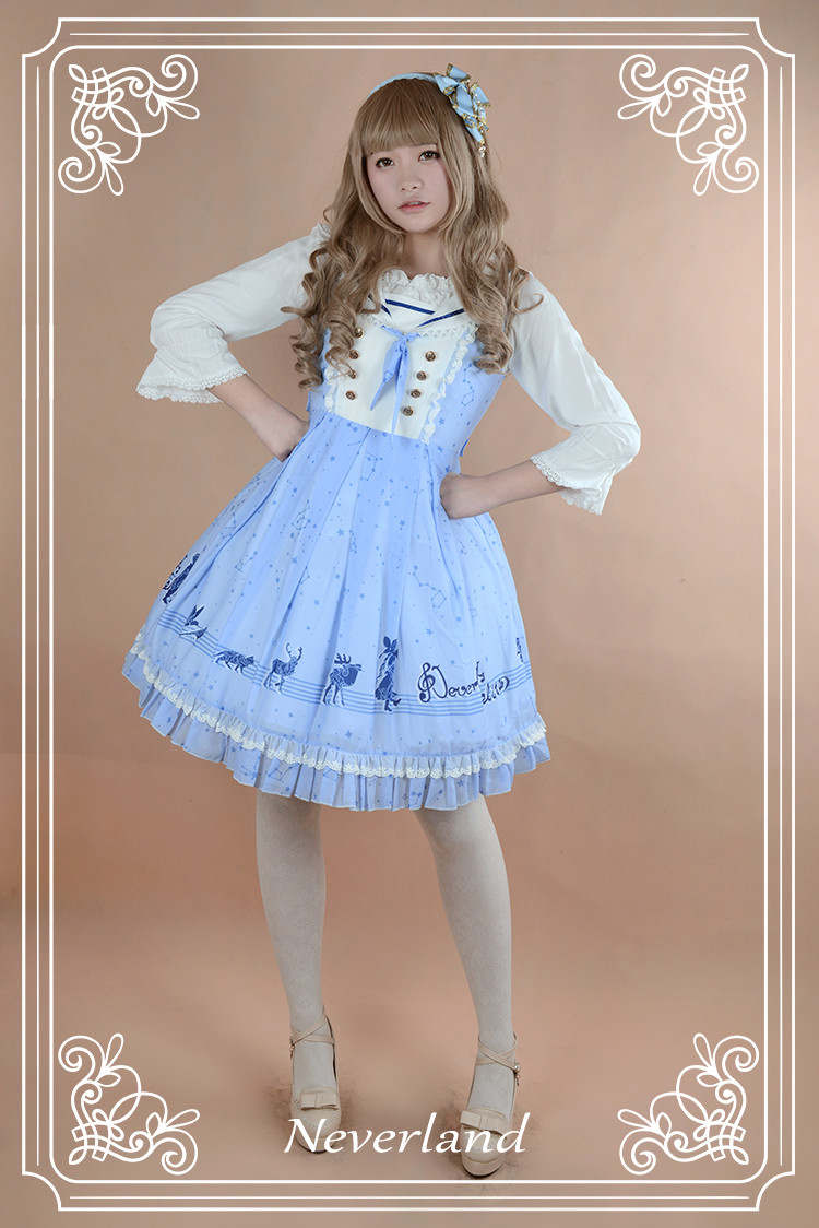 The Piper at Starry Night Sailor Style Neverland Lolita Jumper Dress