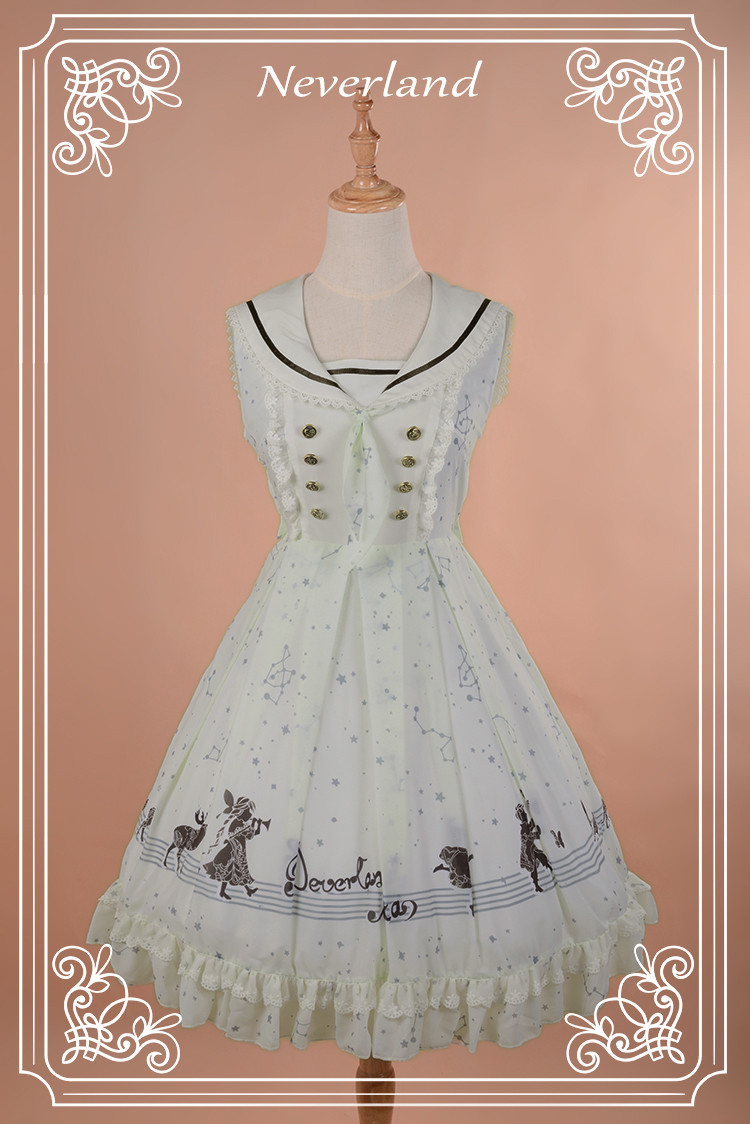 The Piper at Starry Night Sailor Style Neverland Lolita Jumper Dress