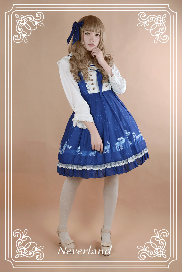 The Piper at Starry Night Sailor Style Neverland Lolita Jumper Dress