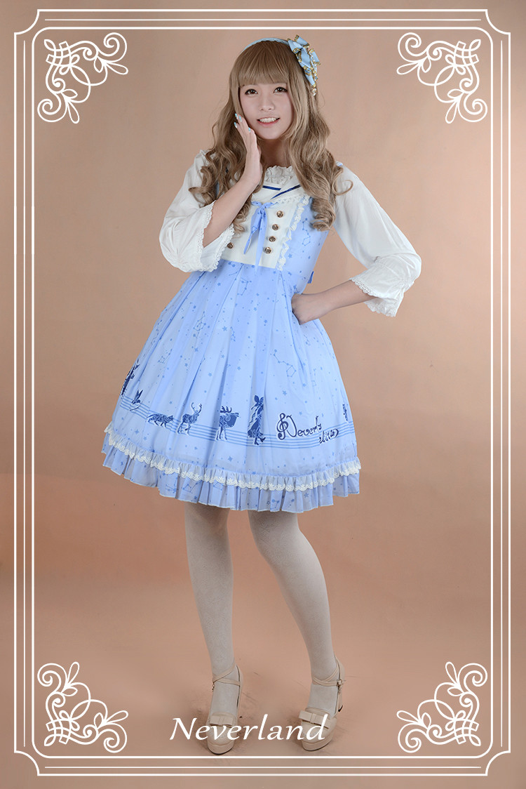 The Piper at Starry Night Sailor Style Neverland Lolita Jumper Dress