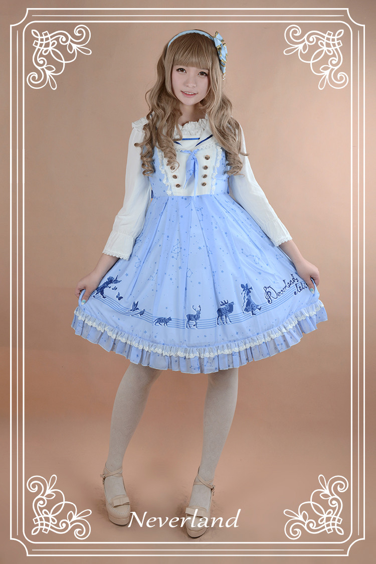 The Piper at Starry Night Sailor Style Neverland Lolita Jumper Dress