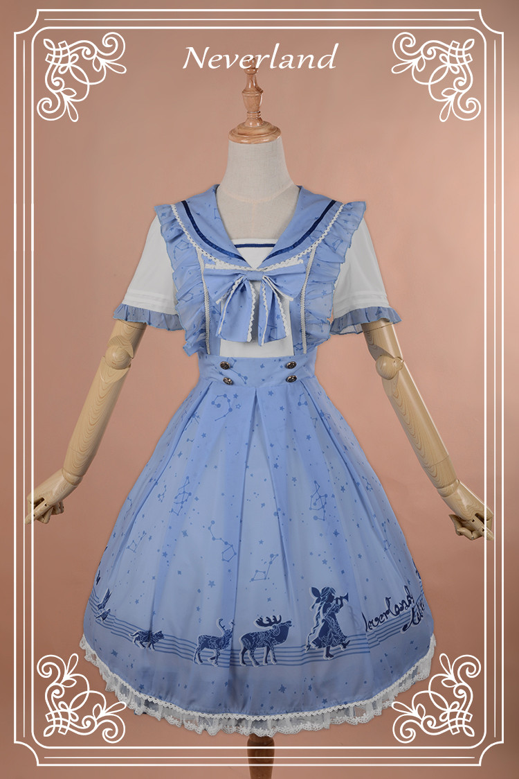 The Piper at Starry Night Sailor Style Neverland Lolita OP Dress