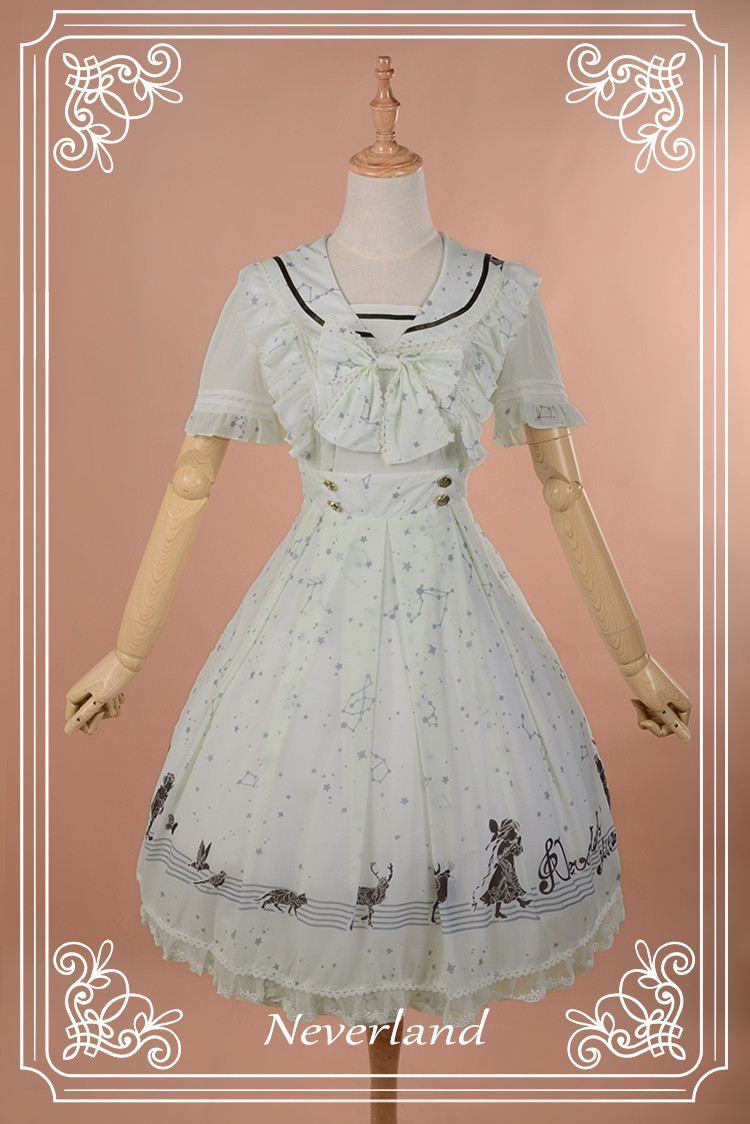 The Piper at Starry Night Sailor Style Neverland Lolita OP Dress