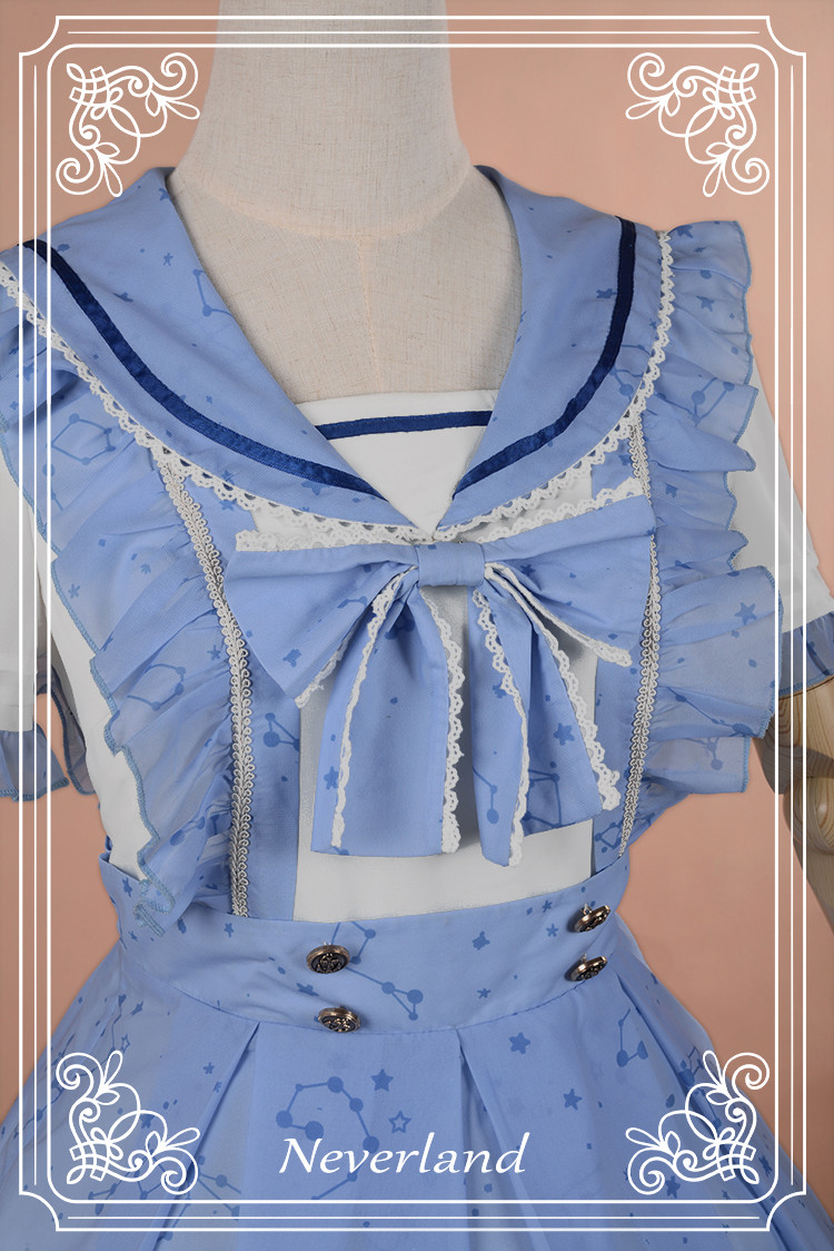 The Piper at Starry Night Sailor Style Neverland Lolita OP Dress