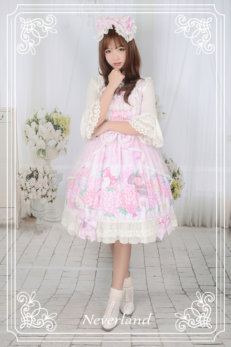 Perfume of Hydrangea Neverland Lolita JSK with Detachable Overskirt