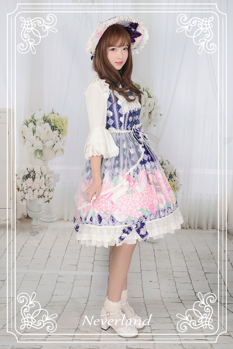 Perfume of Hydrangea Neverland Lolita JSK with Detachable Overskirt