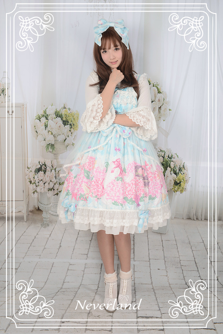 Perfume of Hydrangea Neverland Lolita JSK with Detachable Overskirt