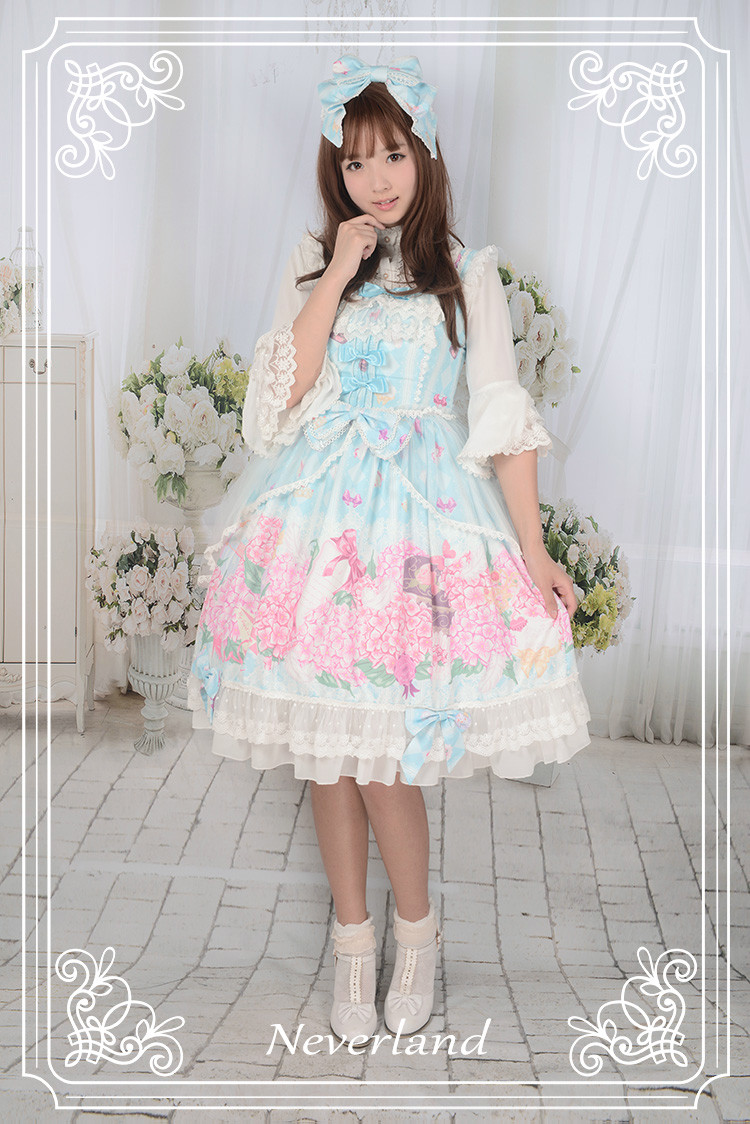 Perfume of Hydrangea Neverland Lolita JSK with Detachable Overskirt