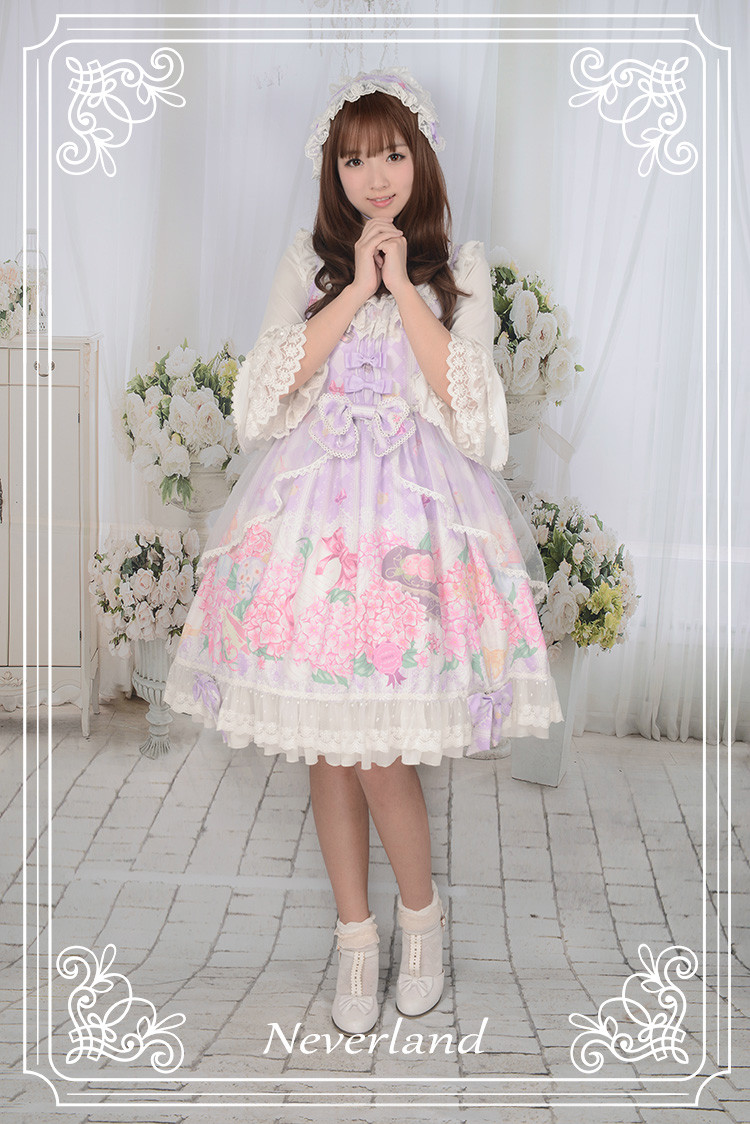 Perfume of Hydrangea Neverland Lolita JSK with Detachable Overskirt