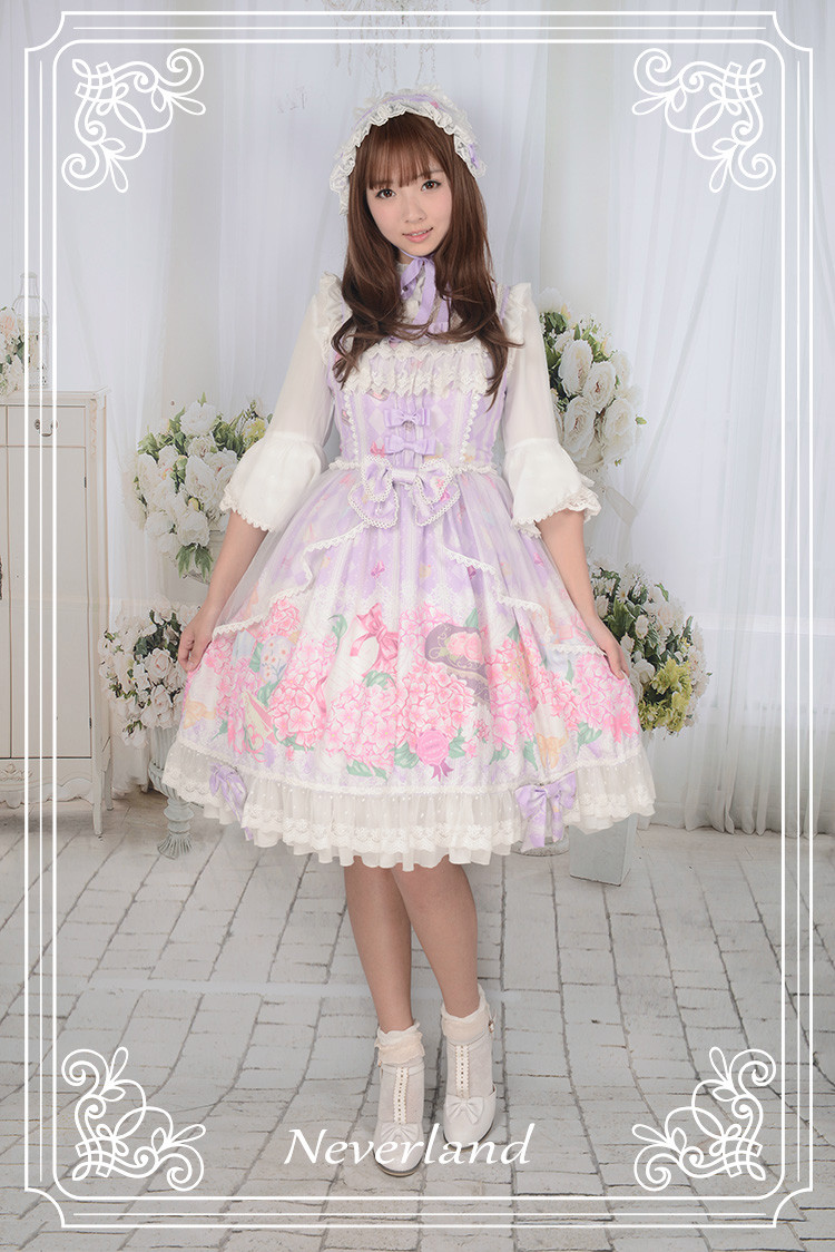 Perfume of Hydrangea Neverland Lolita JSK with Detachable Overskirt