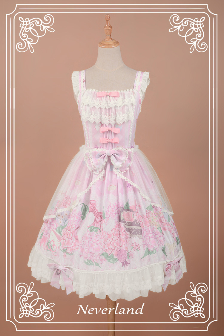 Perfume of Hydrangea Neverland Lolita JSK with Detachable Overskirt