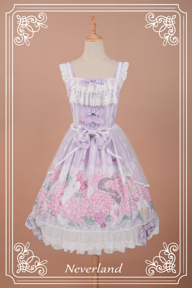 Perfume of Hydrangea Neverland Lolita JSK with Detachable Overskirt