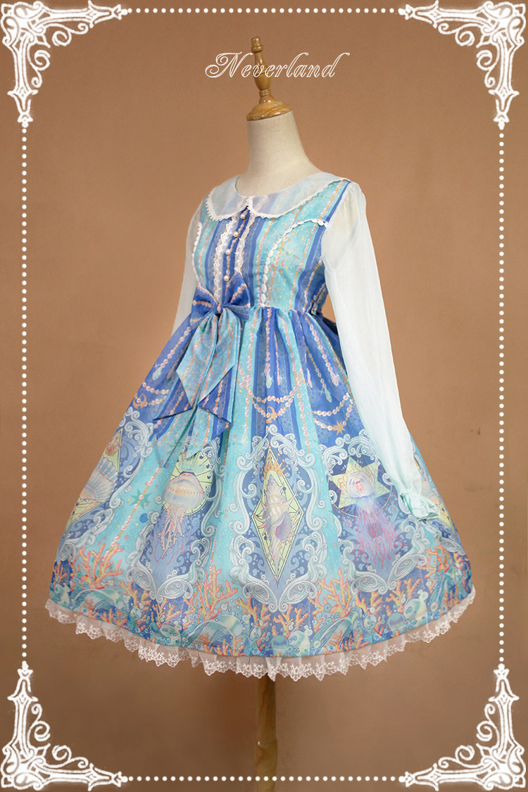 Crystal Palace High Waist Long Sleeve Neverland Lolita Dress