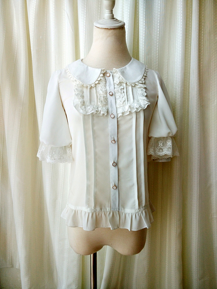 Original New Doll Collar Short Sleeved Chiffon Pagoda Sleeve Lolita Blouse