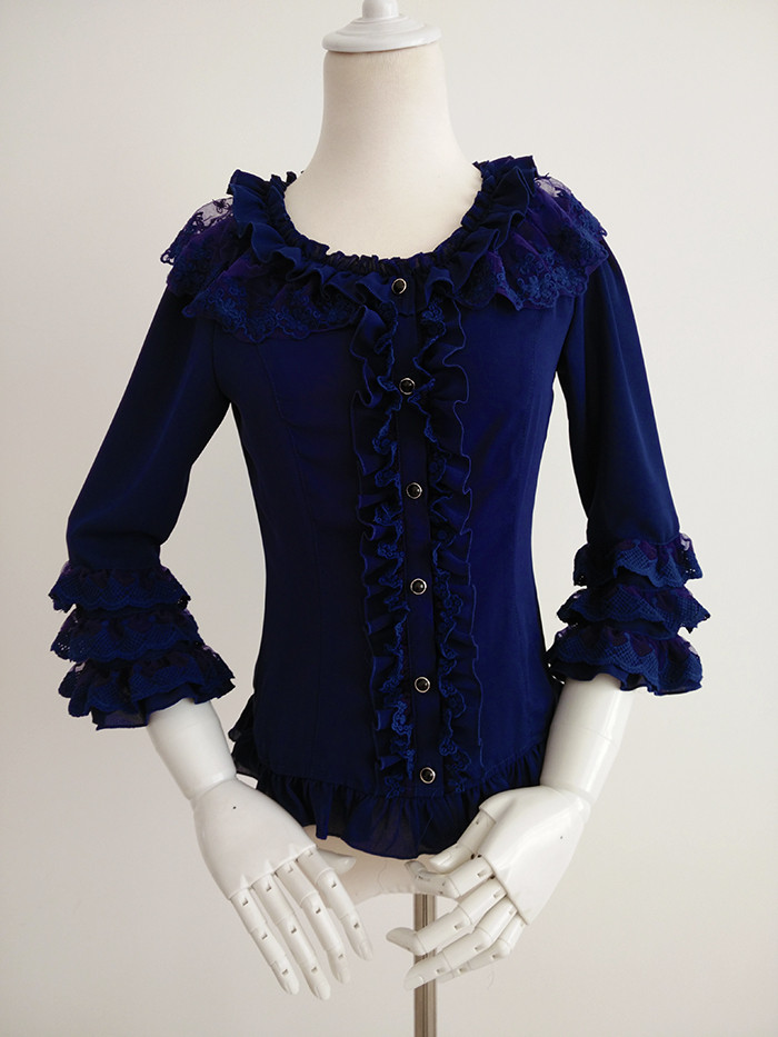 Original New Vintage Three-quarter Sleeve Chiffon Lace Princess Lolita Blouse