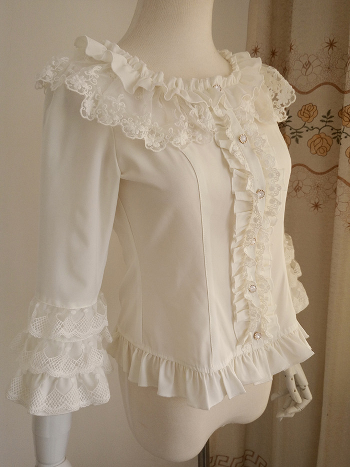 Original New Vintage Three-quarter Sleeve Chiffon Lace Princess Lolita Blouse