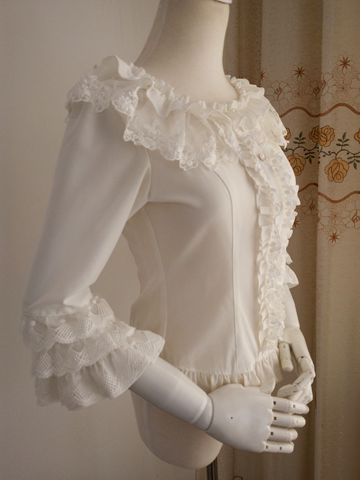 Original New Vintage Three-quarter Sleeve Chiffon Lace Princess Lolita Blouse