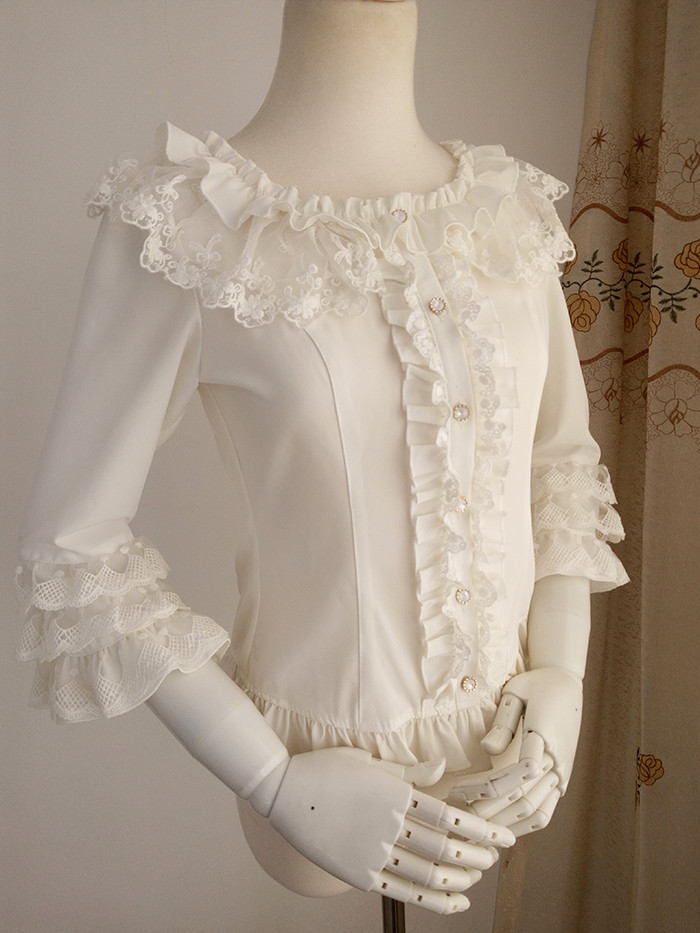 Original New Vintage Three-quarter Sleeve Chiffon Lace Princess Lolita Blouse