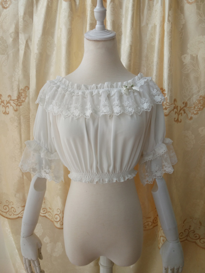 Original Summer Half Sleeve Chiffon Lace Lolita Bottoming Shirt