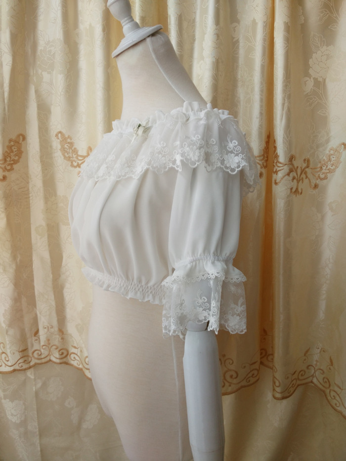 Original Summer Half Sleeve Chiffon Lace Lolita Bottoming Shirt