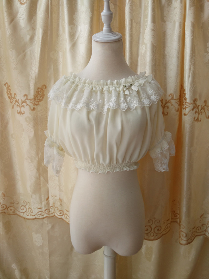 Original Summer Half Sleeve Chiffon Lace Lolita Bottoming Shirt