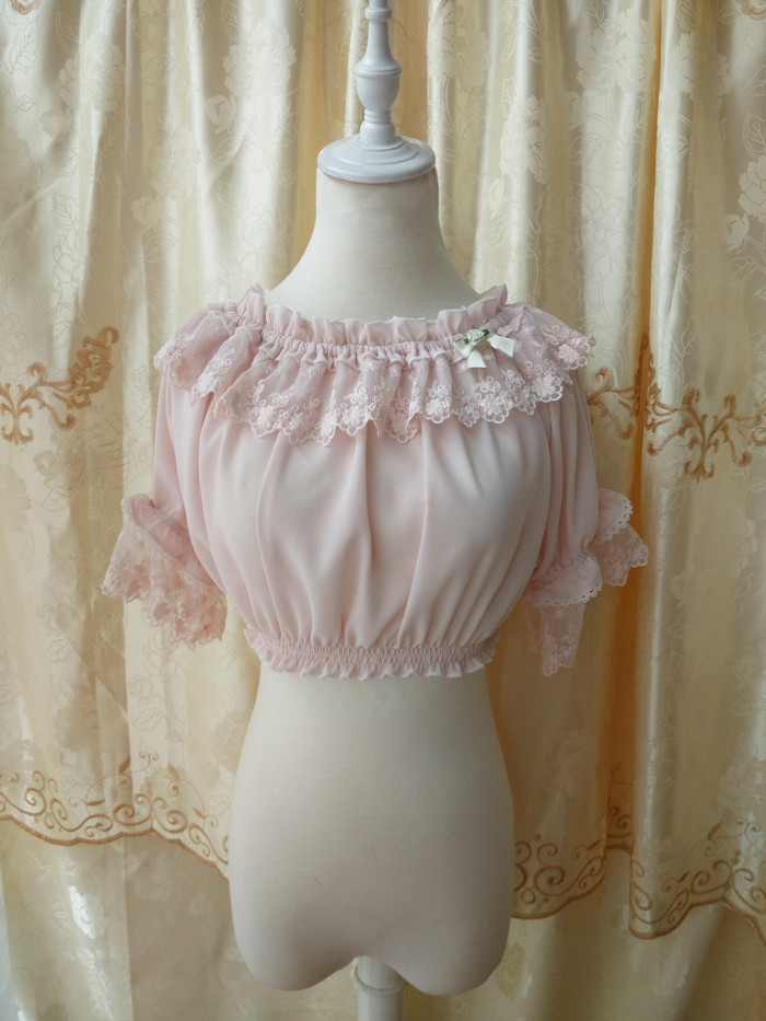 Original Summer Half Sleeve Chiffon Lace Lolita Bottoming Shirt