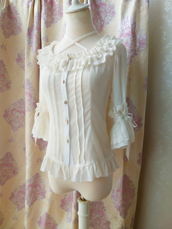 Original Bandage Suared Necklines Chiffon Lolita Blouse