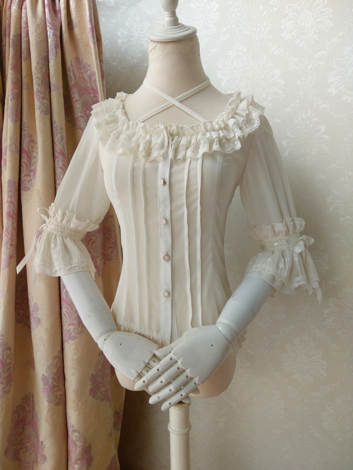 Original Bandage Suared Necklines Chiffon Lolita Blouse