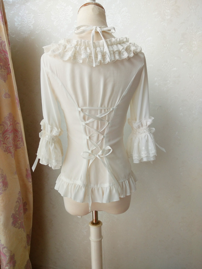 Original Bandage Suared Necklines Chiffon Lolita Blouse