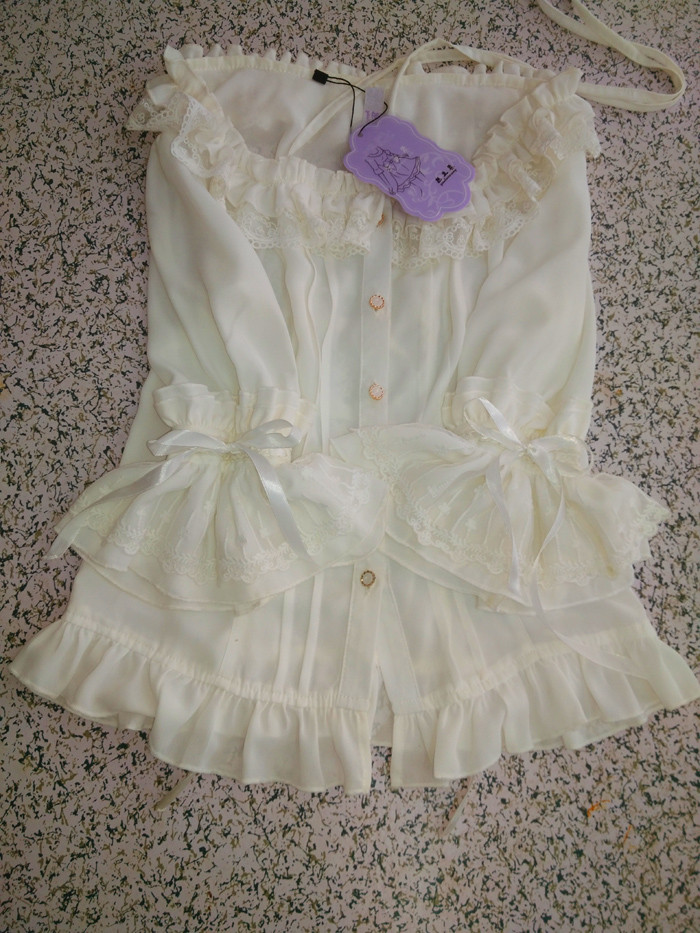 Original Bandage Suared Necklines Chiffon Lolita Blouse