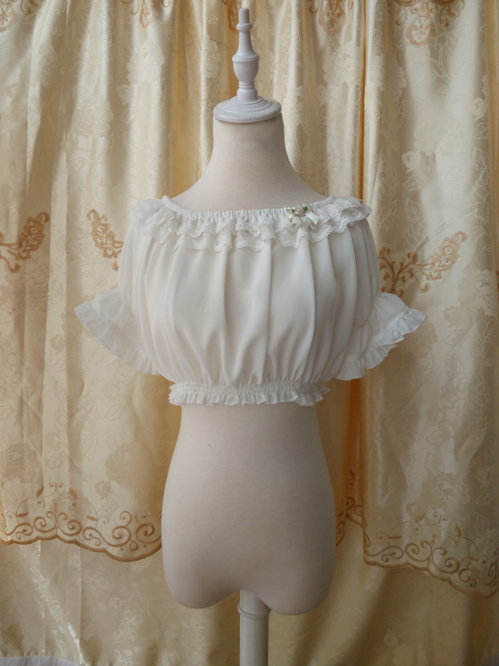 Original Summer Short Sleeved Chiffon Lace Lolita Bottoming Shirt