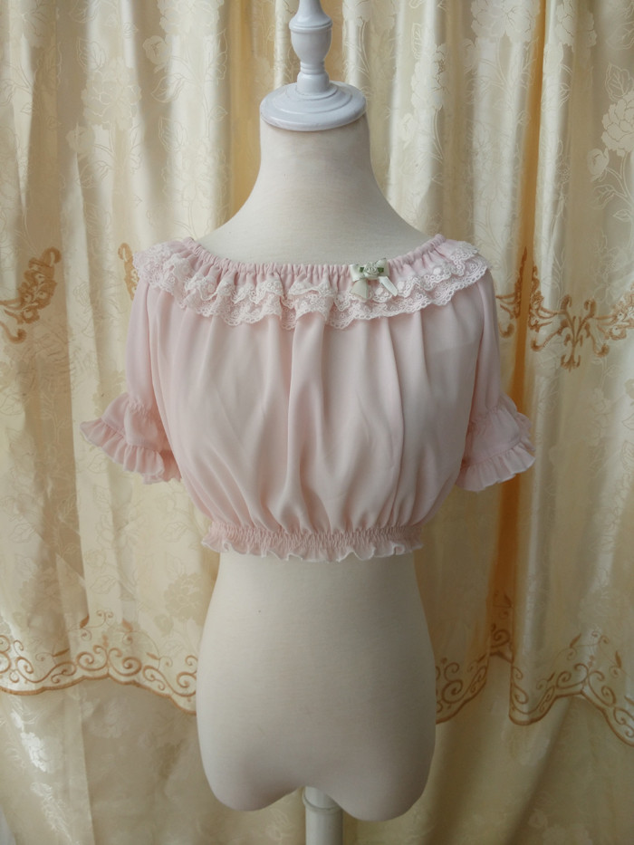 Original Summer Short Sleeved Chiffon Lace Lolita Bottoming Shirt