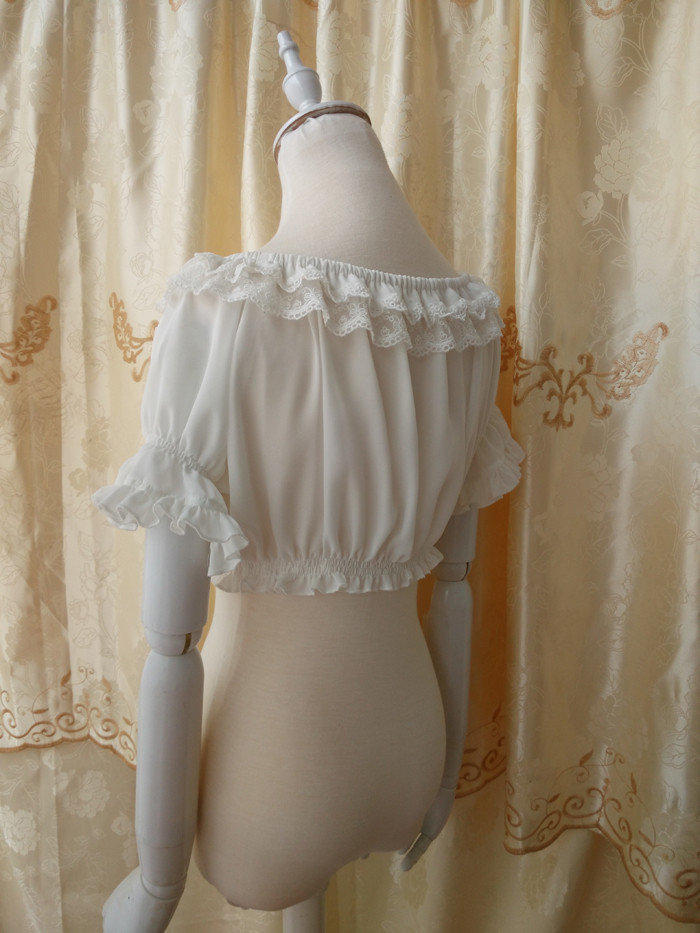 Original Summer Short Sleeved Chiffon Lace Lolita Bottoming Shirt