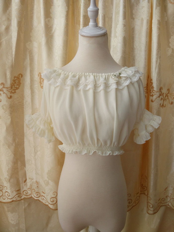 Original Summer Short Sleeved Chiffon Lace Lolita Bottoming Shirt