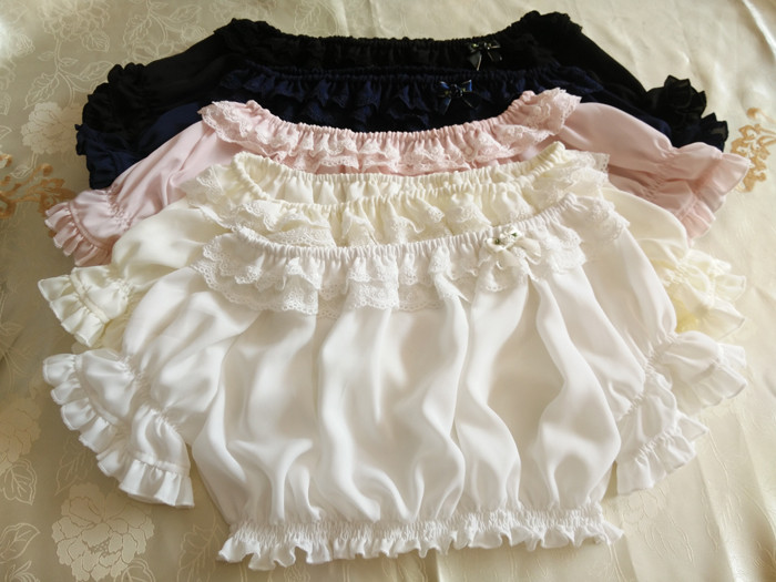 Original Summer Short Sleeved Chiffon Lace Lolita Bottoming Shirt