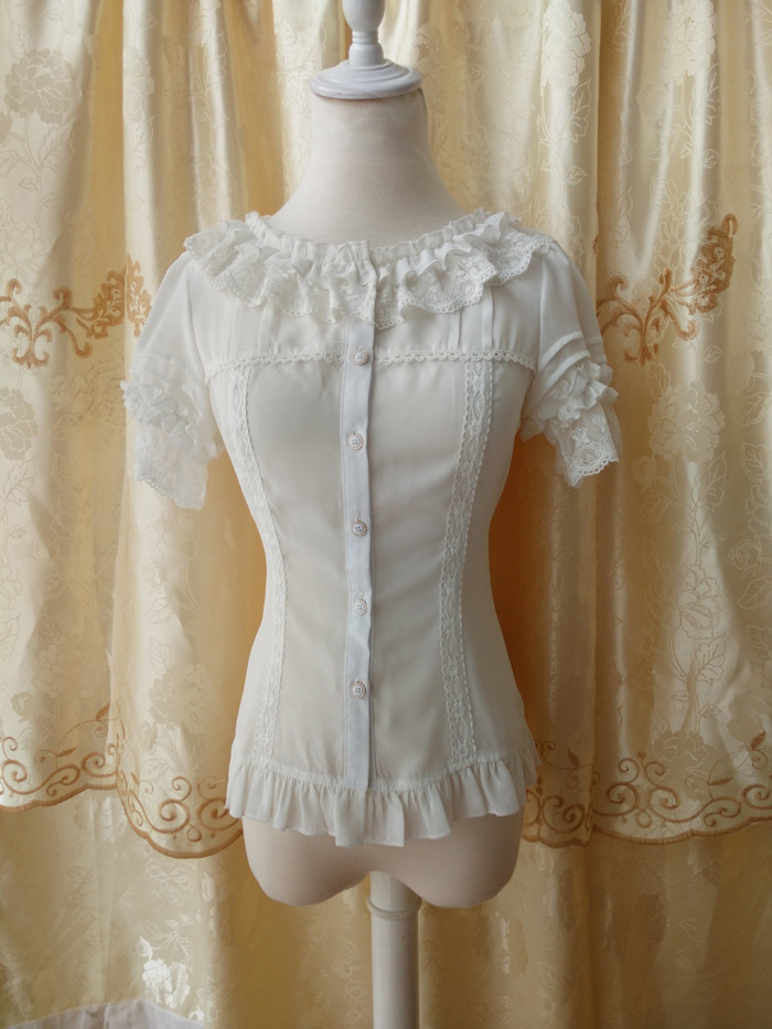 Original Slim Short Sleeved Chiffon Lace Princess Lolita Blouse