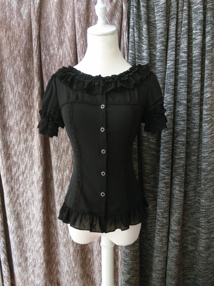 Original Slim Short Sleeved Chiffon Lace Princess Lolita Blouse