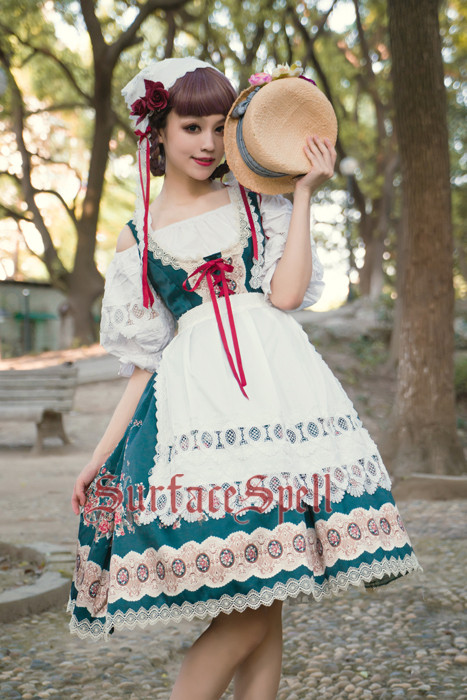 AlpenRose Gothic Ethnic Surface Spell Lolita Lace Apron