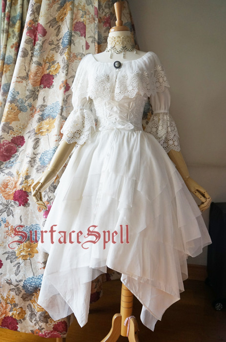 White Crystal & Black Agate Gothic Surface Spell Lolita High Waist Skirt