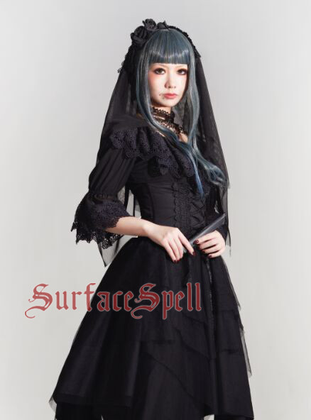 White Crystal & Black Agate Gothic Surface Spell Lolita High Waist Skirt