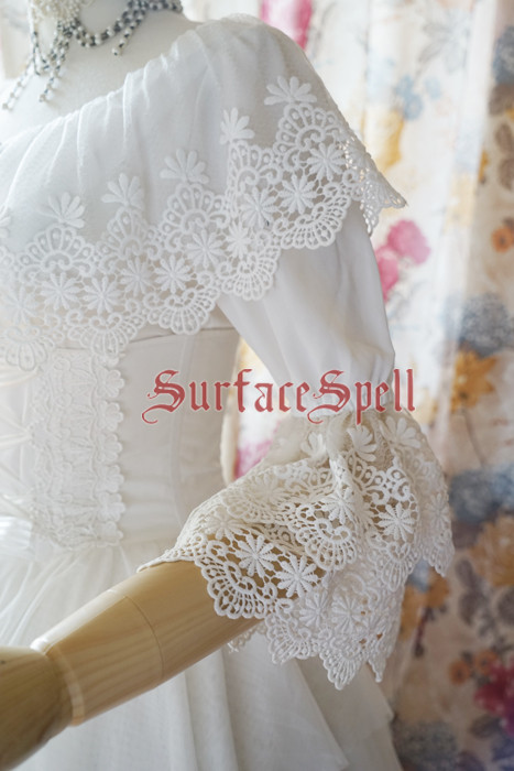 White Crystal & Black Agate Chiffon Medium Sleeves Surface Spell Lolita Blouse