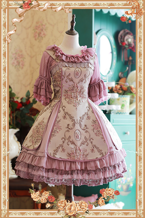 Windsor\'s Afternoon Tea Three-dimensional Relief Infanta Lolita JSK And Chiffon Petticoat Set