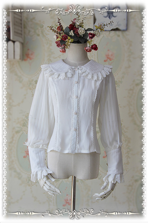 Roses Funeral Chiffon Infanta Lolita Long Sleeves Blouse