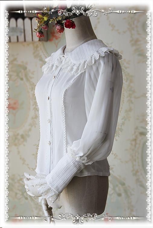 Roses Funeral Chiffon Infanta Lolita Long Sleeves Blouse