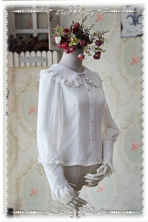 Roses Funeral Chiffon Infanta Lolita Long Sleeves Blouse