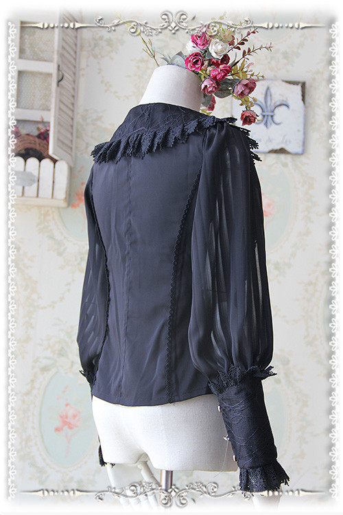 Roses Funeral Chiffon Infanta Lolita Long Sleeves Blouse