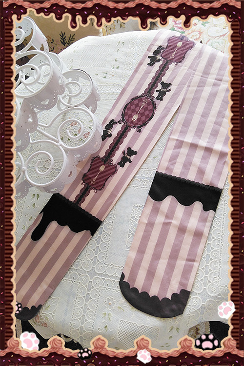 Chocolate Trojan Printed Infanta Lolita Tights