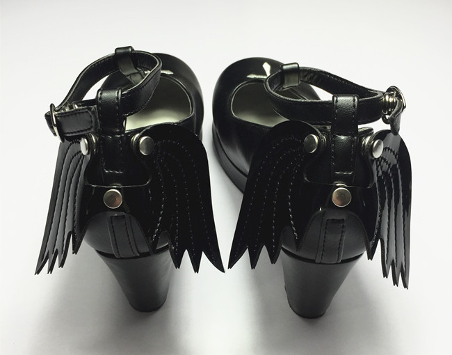 Gothic T-shaped Straps Lolita Heels Angelic Imprint Shoes with Detachable Angel Wings