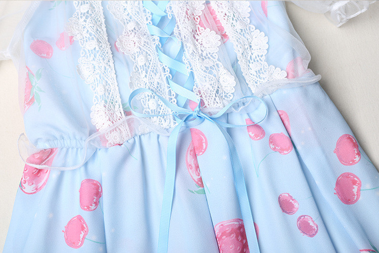 Strawberry Diamond Candy Lovely Halter Straps Transparent Lolita Smock Fake Two Pieces